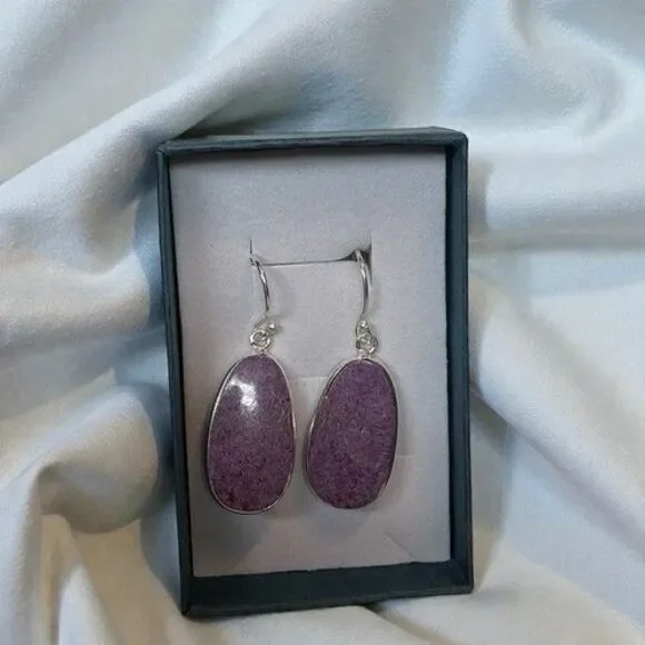 NWOB Boho Handmade Purpurite Jasper Earrings Sterling Silver Gemstone Jewelry - Picture 11 of 14